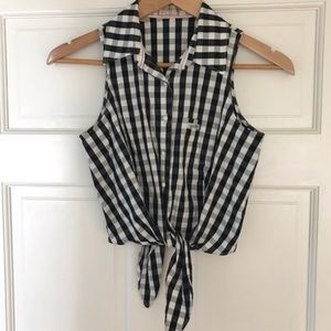 Vintage Guess gingham button up crop top